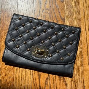Black Quilted Studded Clutch